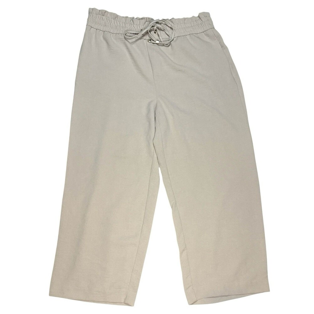 Calvin Klein Women’s Tan Elastic Drawstring Culottes Wide Leg Size Small Hipster